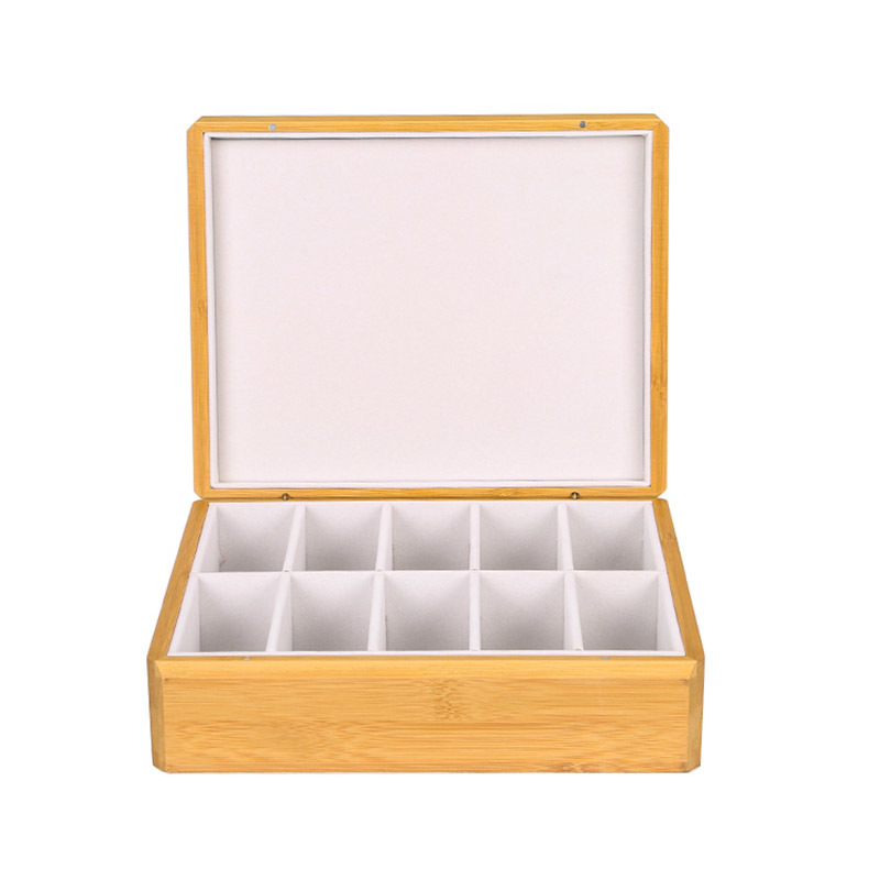 Wholesale Bamboo 10 Compartments Tea Bag Storage Box