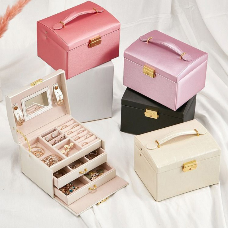 Hot Custom Pu Leather Portable Personalized Jewelry Case Small Travel Jewellery Organizer Storage Jewelry Box
