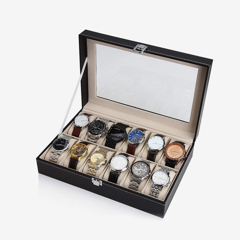 10 slot leather watch storage box